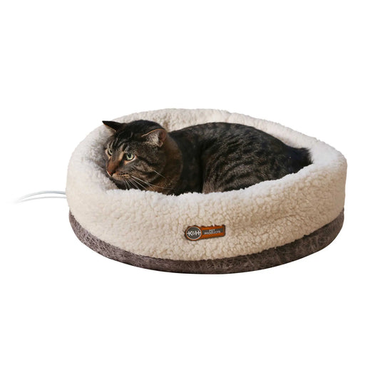 K&H Pet Products Thermo-Snuggle Cup Pet Bed Bomber Gray 14″ x 18″ x 7″ – KH4932