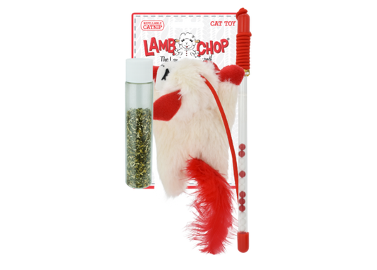 Multipet Lamb Chop® Cat Wand w/ Refillable Catnip 12"