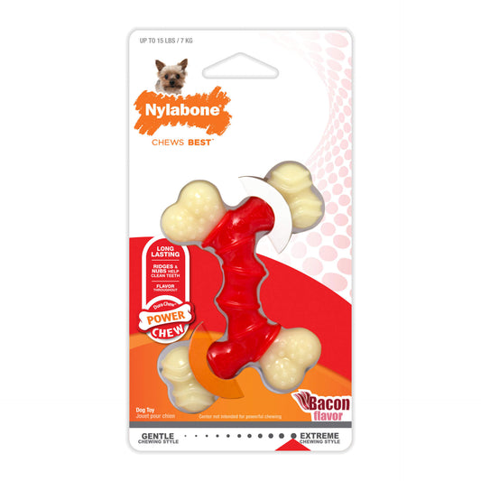 Nylabone Power Chew Double Bone Bacon Chew Toy Petite – NBB502P