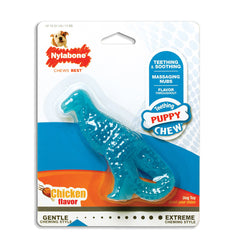 Juguete masticable dental para cachorros Nylabone con forma de dinosaurio, tamaño regular – NDD001P