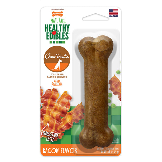 Nylabone Healthy Edibles Longer Lasting Bacon Treats Wolf 1 count – NEB103P