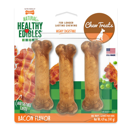 Nylabone Healthy Edibles Longer Lasting Bacon Treats Regular 3 count – NEB106P
