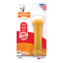 Juguete masticable para perros Nylabone Power Chew sabor mantequilla de cacahuete, tamaño regular – NPB102P