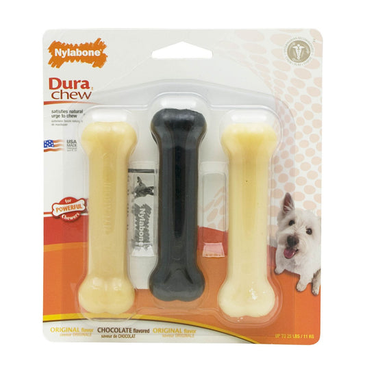 Nylabone Durable Dog Chew Toy Triple Pack Black / White 4.5″ x 1.5″ x 1.5″ – NT106