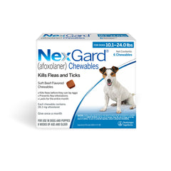 Rx Nexgard، للكلاب، 10.1-24 رطل، 6 أقراص مضغ