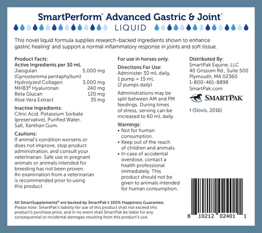 SmartEquine SmartPerform Advanced Gastric & Joint Liquid, 64oz