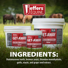 Jeffers Equine Get-A-Way Feed Additive Powder – Natural Garlic & Thiamine Supplement for Horses, Supports Comfort and Well-Being – 10lb
