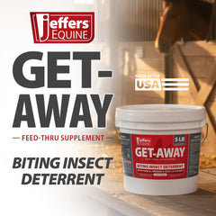 Jeffers Equine Get-A-Way Feed Additive Powder – Natural Garlic & Thiamine Supplement for Horses, Supports Comfort and Well-Being - 5lb
