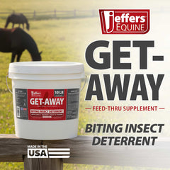 Jeffers Equine Get-A-Way Feed Additive Powder – Natural Garlic & Thiamine Supplement for Horses, Supports Comfort and Well-Being – 10lb