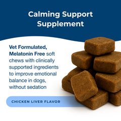 PetAg Dyne Soft Chews Calming Support and Stress Relief from Loud Noises, Travel & Separation Non-Sedative, Chicken Liver Flatvored, 60 Count