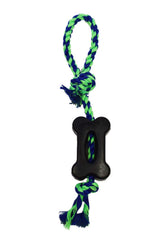 Bone w/Rope Handle Blue/Green, 4"