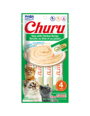 Inaba Churu Puree Cat Treats Tuna/Chicken .5oz. 4 Pk (Case of 6)