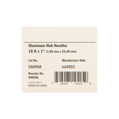 16ga x 1" Alum Hub Needle (100)