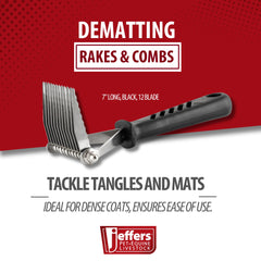 Jeffers Grooming Tools for Pets, 6pc Kit – Nail Clipper, Dematting Rake, Thinning Shears, Scissors, Comb & Brush – Pet Grooming for Dog, Cats, Poodle, Long Haired Breeds – Professional & Home Use