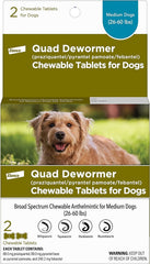 Bayer Quad Dewormer, Medium Dog, 2 chewable tab