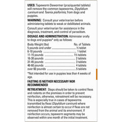 Tapeworm Dewormer for Dogs, 5 tablets