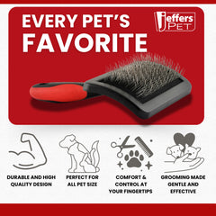 Jeffers Soft Pin Universal Slicker Brush for Dogs & Cats, Grooming Brush for Sensitive Skin, Remove Mats, Loose Fur, & Dead Hair, Tangle Detangler, Safe Grooming Tool - Small 3" x 2"M