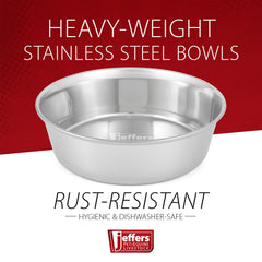 Jeffers Pet Heavy Weight Stainless Steel Pet Bowls for Dogs & Cats, 30 oz – Durable Food & Water Dish, Non Slip, Rust Resistant, Dishwasher Safe Feeding Bowl for Home, Travel, Indoor & Outdoor