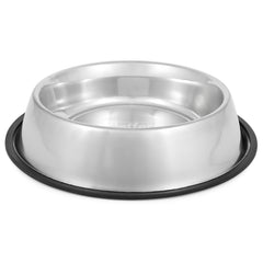Jeffers No Skid No Tip Stainless Steel Pet Bowls for Dogs & Cats - Non-Slip Food & Water Feeder Dish with Black Rubber Base, Durable Easy to Clean Feeding Bowl for Indoor & Outdoor Use - 3 Quart