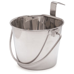Jeffers Flat Sided Stainless Steel Pails with Handle & 1 Hook – Dishwasher Safe, Durable Feeding & Milk or Water Buckets for Pet, Horse. Livestock & Farm Use for Kennel, Cage, Fence - 1 Quart