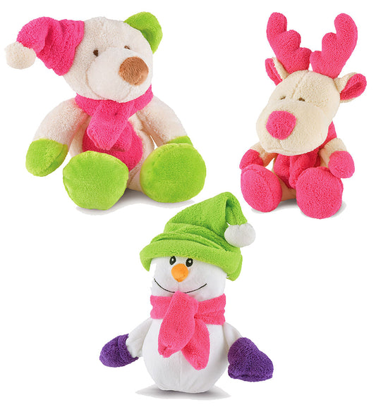 10-14" Plush Bright Christmas Toys with Squeakers, 3 pack