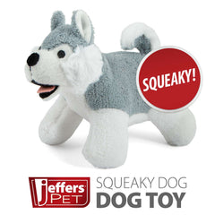 Jeffers Pet Animal Cuddlers Plush Squeaky Dog Toy, 8 in - Gray Husky