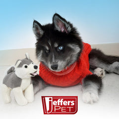 Jeffers Pet Animal Cuddlers Plush Squeaky Dog Toy, 8 in - Gray Husky
