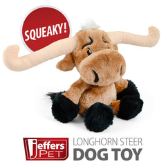 Jeffers Pet Plush Dog Toy with Squeaker, Longhorn Steer 8" - Soft Crinkle Fabric, Safe & Durable, Healthy Fun for Small & Medium Dogs, Interactive Play, Fetch, Tug - Best Gift for Active Games