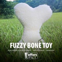 Jeffers Fuzzy Dog Toy, 8" Bone