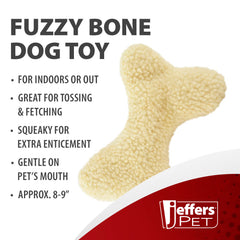 Jeffers Fuzzy Dog Toy, 8" Bone
