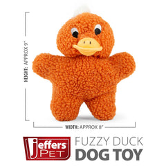 Jeffers Pet Animal Fuzzies Plush Squeaky Dog Toy for Puppies & Dogs, Soft 8 Inch Stuffed Animal, Interactive Pet Toys for Chewing, Crate, Travel, Indoor Play, Small to Large Breeds - Orange Duck