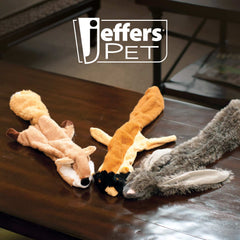 Jeffers Pet Thinnies Unstuffed No Squeaker w/ Rope Dog Toy – 21" Plush Chipmunk, Flat Stuffing Free Chew Toy for Small, Medium & Large Dogs – Soft, Interactive Play, Fetch, Tug, Training, Teething