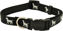 Jeffers Reflective Hound Series Adjustable Nylon Dog Collar, 1"W x 16-26"L - Reflective Pattern, Single Ply Nylon, Snap Buckle, Nickel Plated Hardware, Pet Walking Collar for Dogs - Black