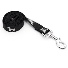 Jeffers Reflective Glow in the Dark Nylon Dog Leash 1" x 4' – Durable Webbing Leash with Safety Stripe, Metal Clip, Walking, Training, Running, Outdoor Use for Dogs Puppies Pets - Black