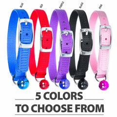 Jeffers Pet Cat Collar with Bell – Durable Breakaway Collar for Kittens & Adult Cats, Adjustable Ultra Web Nylon with Nickel Plated Buckle, Soft & Secure Fit, Indoor & Outdoor Use – Solid Purple