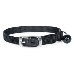 Jeffers Pet Cat Collar with Bell – Durable Breakaway Collar for Kittens & Adult Cats, Adjustable Ultra Web Nylon with Nickel Plated Buckle, Soft & Secure Fit, Indoor & Outdoor Use – Solid Black