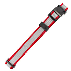 Jeffers Reflective Safety Stripe Adjustable Nylon Dog Collar, Red - Glow in the Dark, Durable Webbing, Secure Buckle w/ D-Ring, Everyday Pet Collar for Walking Training Outdoor Use - 3/4"Wx14"-22"L