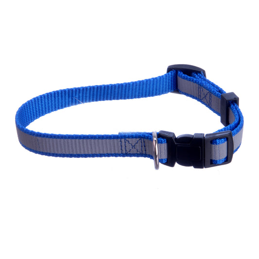 Adj Reflective Stripe Collar 5/8x10-16 Color: Blue