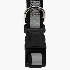 Jeffers Reflective Safety Stripe Adjustable Nylon Dog Collar, Black - Glow in the Dark, Durable Webbing, Secure Buckle w/ D-Ring, Everyday Pet Collar for Walking Training Outdoor Use - 3/4"Wx14"-22"L