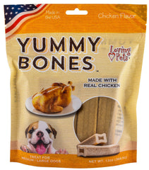 مكافآت الكلاب اللذيذة من Yummy Bones، 13 أونصة، الحجم: متوسط/كبير، النكهة: دجاج