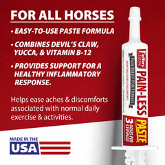Jeffers Equine Pain Less Paste Horse Supplement – Joint Muscle Comfort & Mobility Support w/ Devil’s Claw, Yucca, Vitamin B12, w/ Prebiotic for Digestive Nutritional Support for Horses, 30cc Syringe