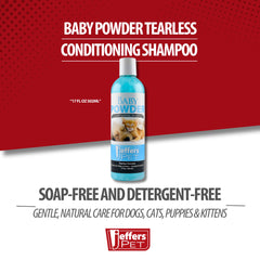 Jeffers Pet Baby Powder Tearless Shampoo for Puppies & Kittens, 17 oz - Concentrated Deodorizing Shampoo for Dogs & Cats with Natural Oils & Conditioners, pH Balanced, Soap Free Formula, Made in USA