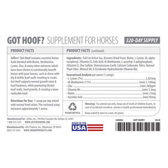 Jeffers Equine "Got Hoof?" Concentrated Horse Powder Hoof Supplement, 20 lbs - Biotin, Methionine, Zinc & Amino Acids for Safe Hoof Growth, Strength, and Dry Hooves - Includes 1 oz Scoop