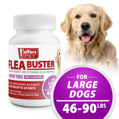 Jeffers Pet Flea Buster Chewable Tablets for Dogs 46-90 lbs, Beef Flavor Supplement for Large Dogs, Monthly Dog Flea Support, Made in USA, Easy to Feed Dog Tablets - 6 Count
