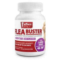 Jeffers Pet Flea Buster Chewable Tablets for Dogs 46-90 lbs, Beef Flavor Supplement for Large Dogs, Monthly Dog Flea Support, Made in USA, Easy to Feed Dog Tablets - 6 Count