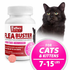 Jeffers Pet Flea Buster Chewable Tablets for Cat and Kittens 7-15 lbs, Tuna Flavor Supplements, Monthly Cat Flea Support, Made in USA, Easy to Feed Cat Tablets, Travel Friendly - 6 Count