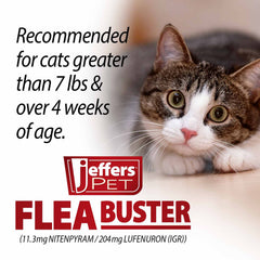 Jeffers Pet Flea Buster Chewable Tablets for Cat and Kittens 7-15 lbs, Tuna Flavor Supplements, Monthly Cat Flea Support, Made in USA, Easy to Feed Cat Tablets, Travel Friendly - 6 Count