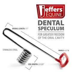 Jeffers Equine Dental Speculum with Red Handle, 11" L - Stainless Steel Horse Mouth Speculum, Coil Style Dental Tool for Horses, Equine Dentistry Instrument for Oral Exams and Teeth Floating