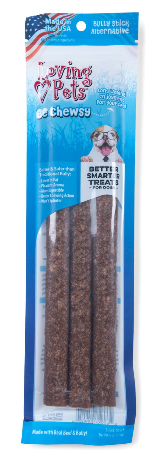 Loving Pets Be Chewsy, Bully Stick Alternative, 3pk, 10"