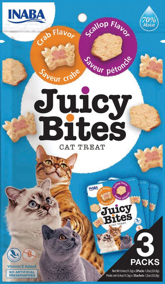 Inaba Juicy Bites Cat Treats Scallop/Crab .4oz. 3 Pk (Case of 6)